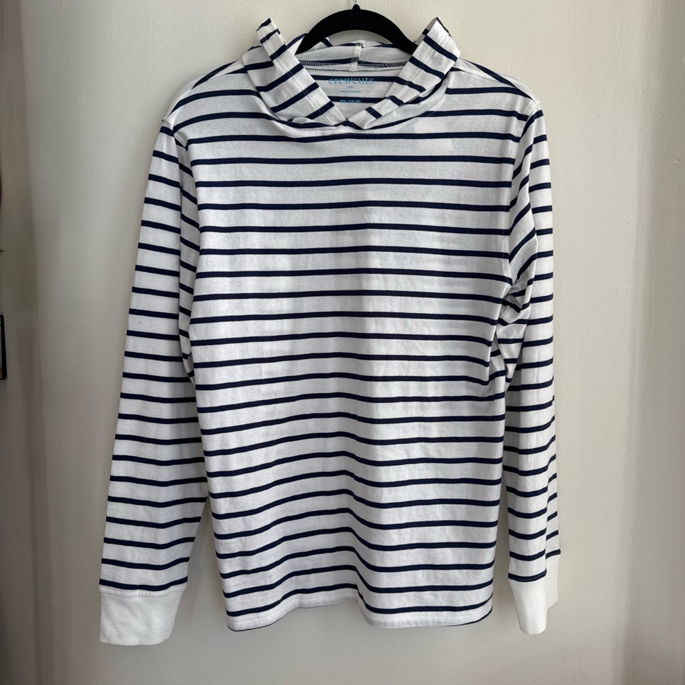 Crewcuts Navy and White Striped Top with Hood